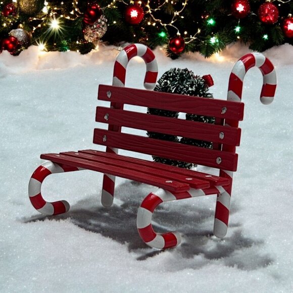 Dept 56 Candy Cane Bench, North Pole Village Christmas Accessory - 1997 (no box) - Picture 1 of 6